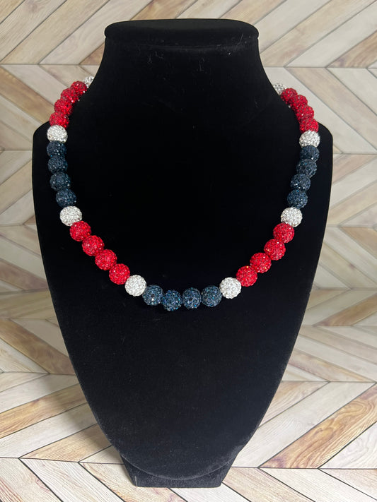 Navy, Red & White Necklace