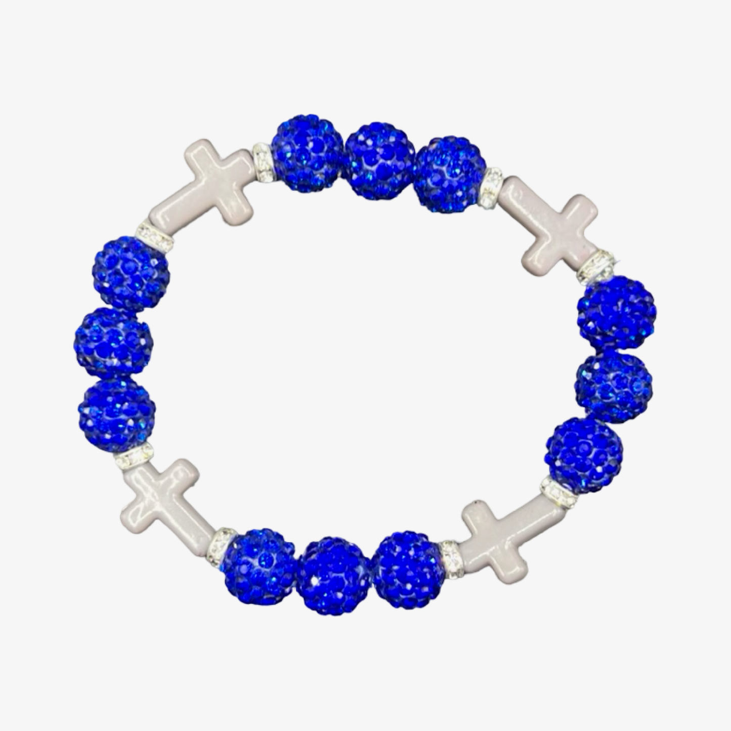 Royal Blue & Grey Mini Cross Bracelet