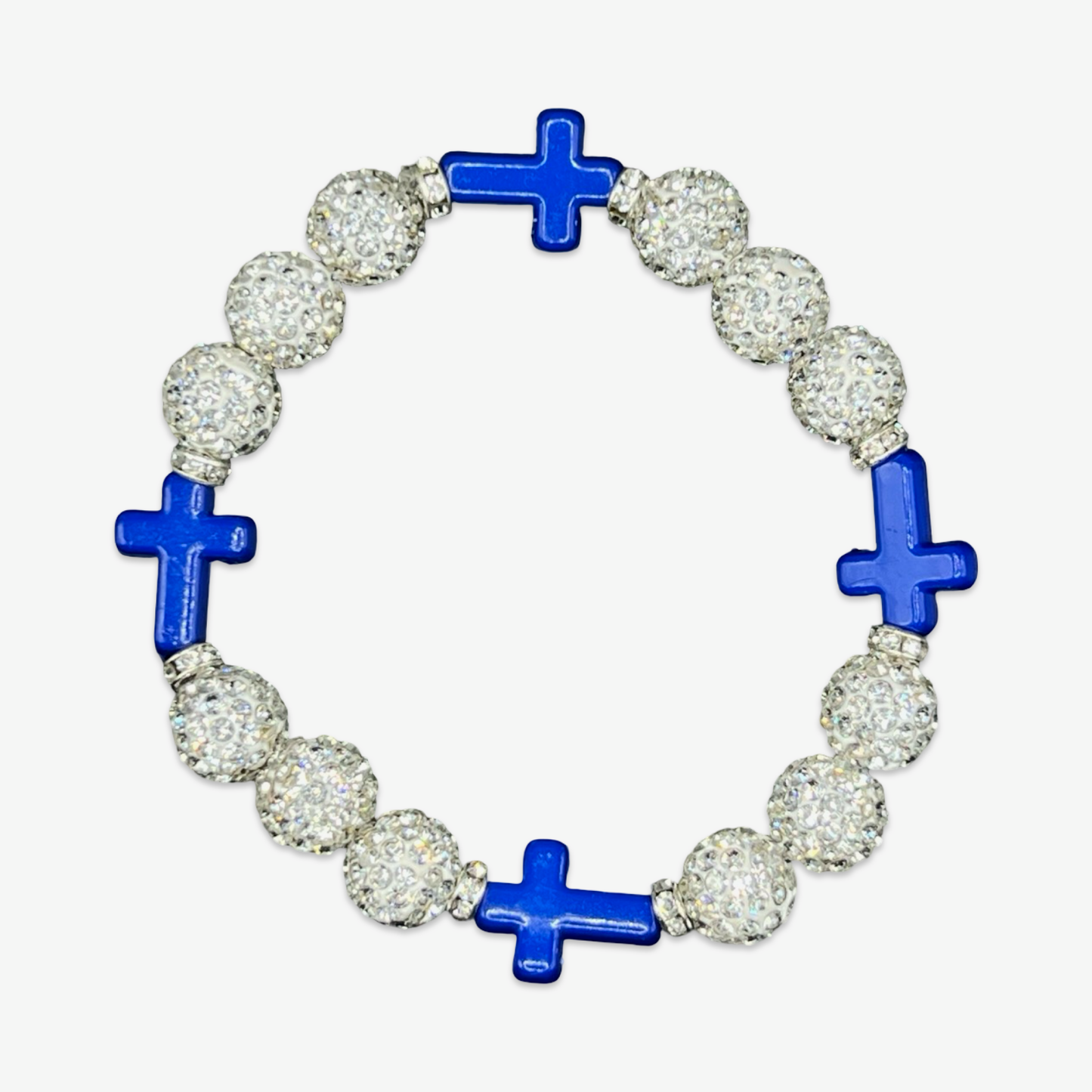 White & Royal Blue Mini Cross Bracelet
