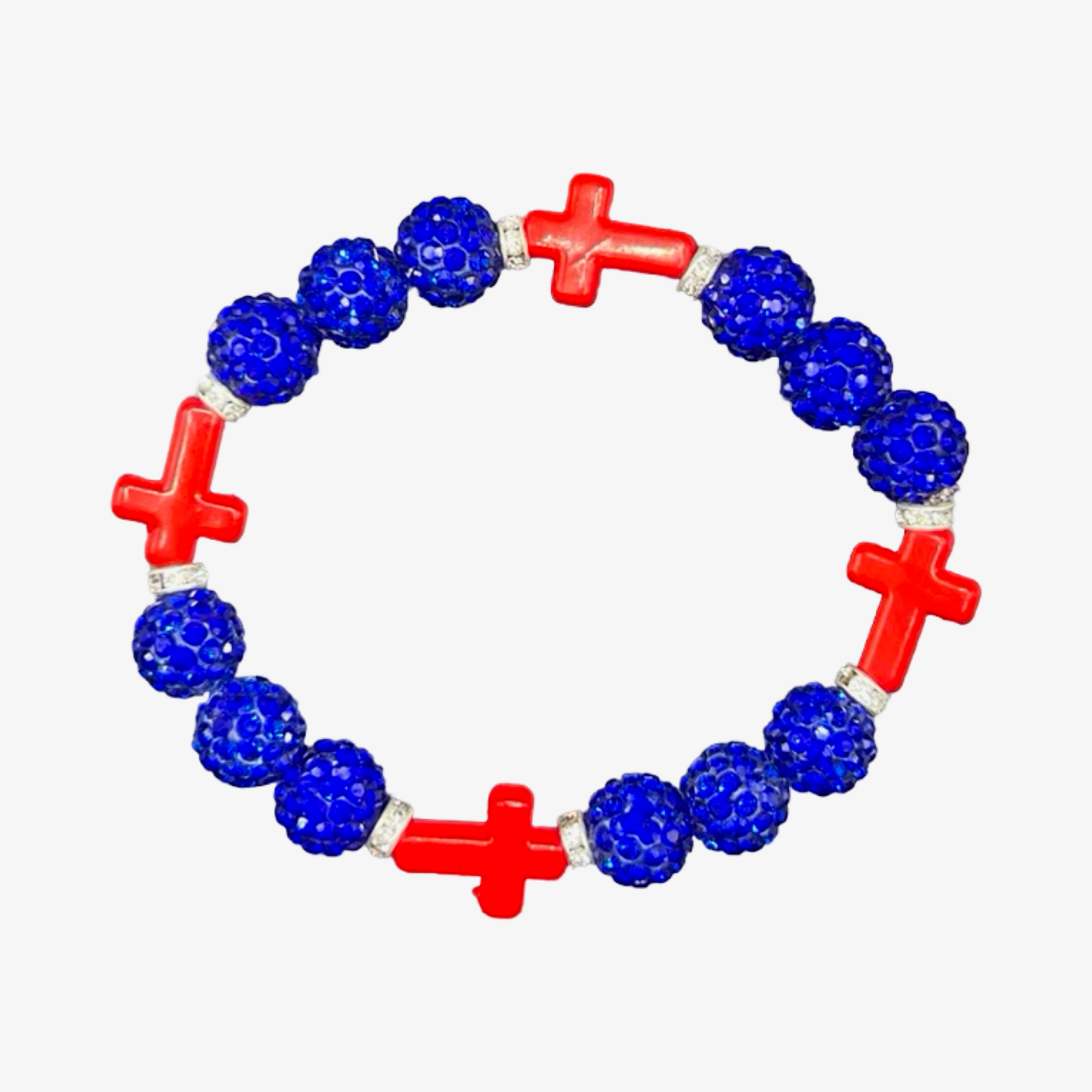 Royal Blue & Red Mini Cross Bracelet
