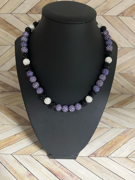 Purple, Black & White Necklace