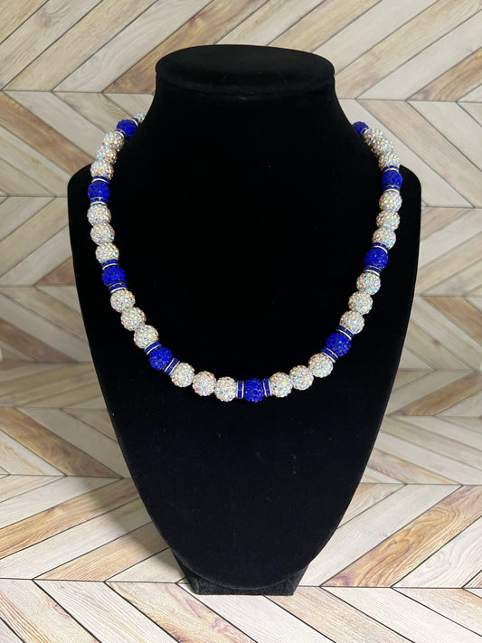 White & Royal Blue Necklace