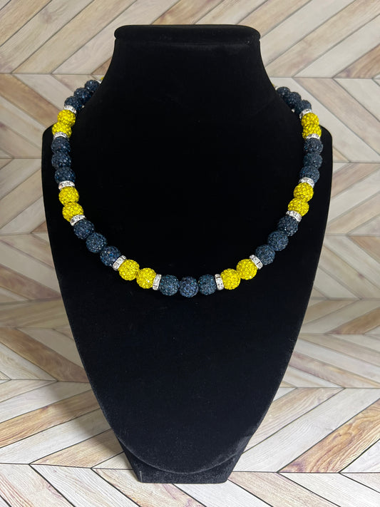 Navy & Yellow w/ White Spacers Necklace