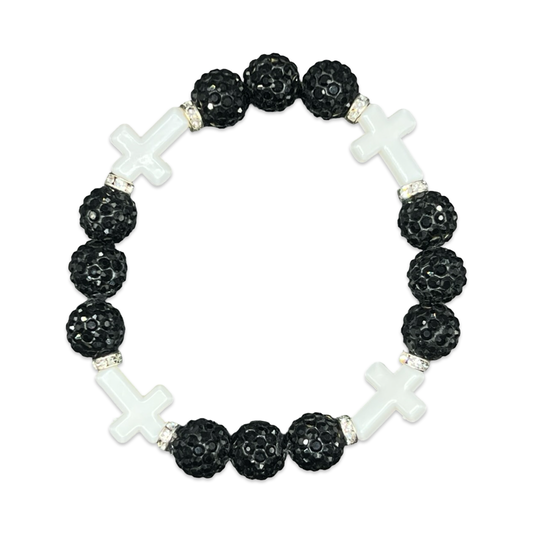 Black & White Mini Cross Bracelet