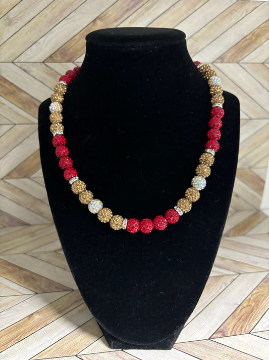 Red, White & Gold Necklace