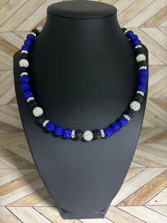 Royal Blue, Black & White Necklace