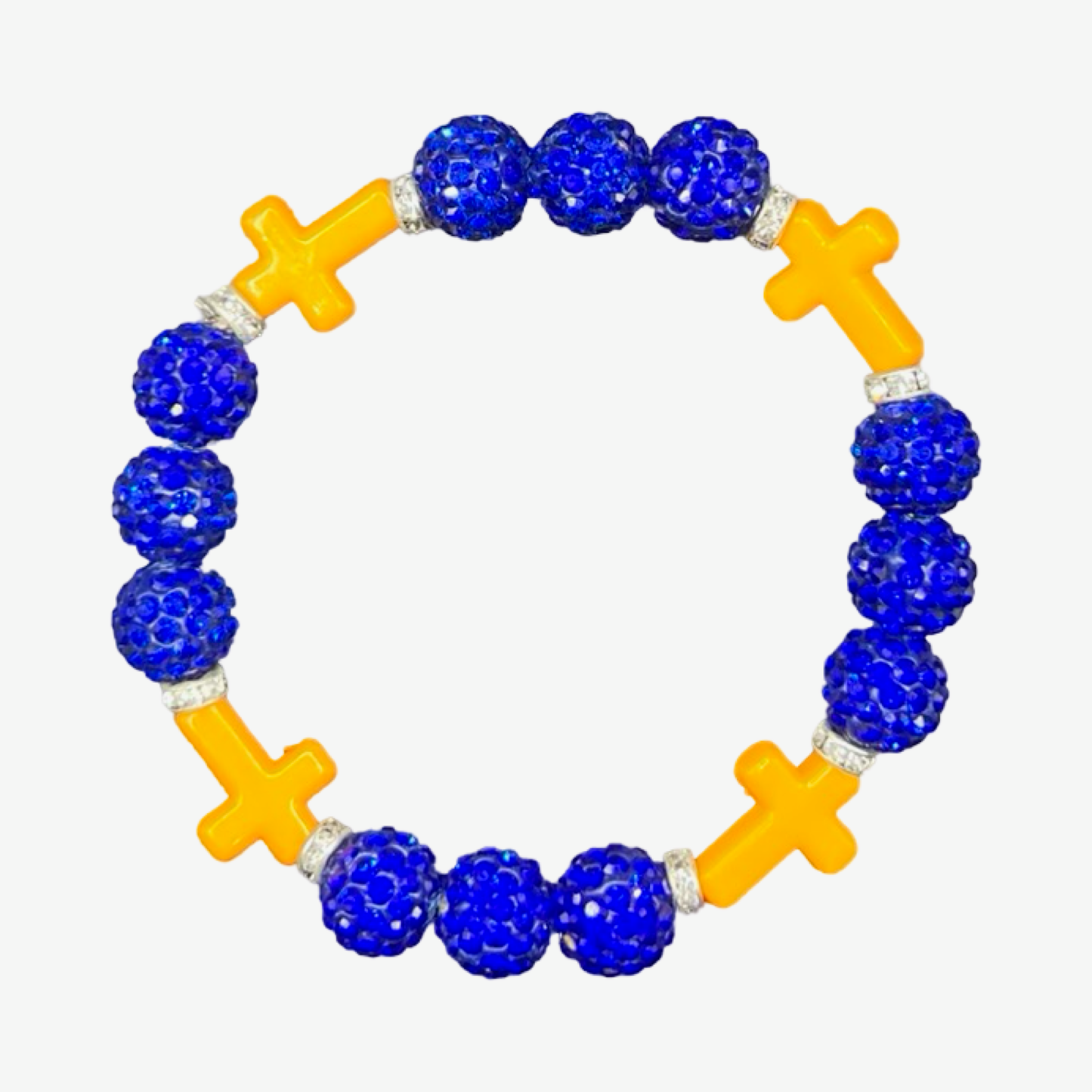 Royal Blue & Orange Mini Cross Bracelet