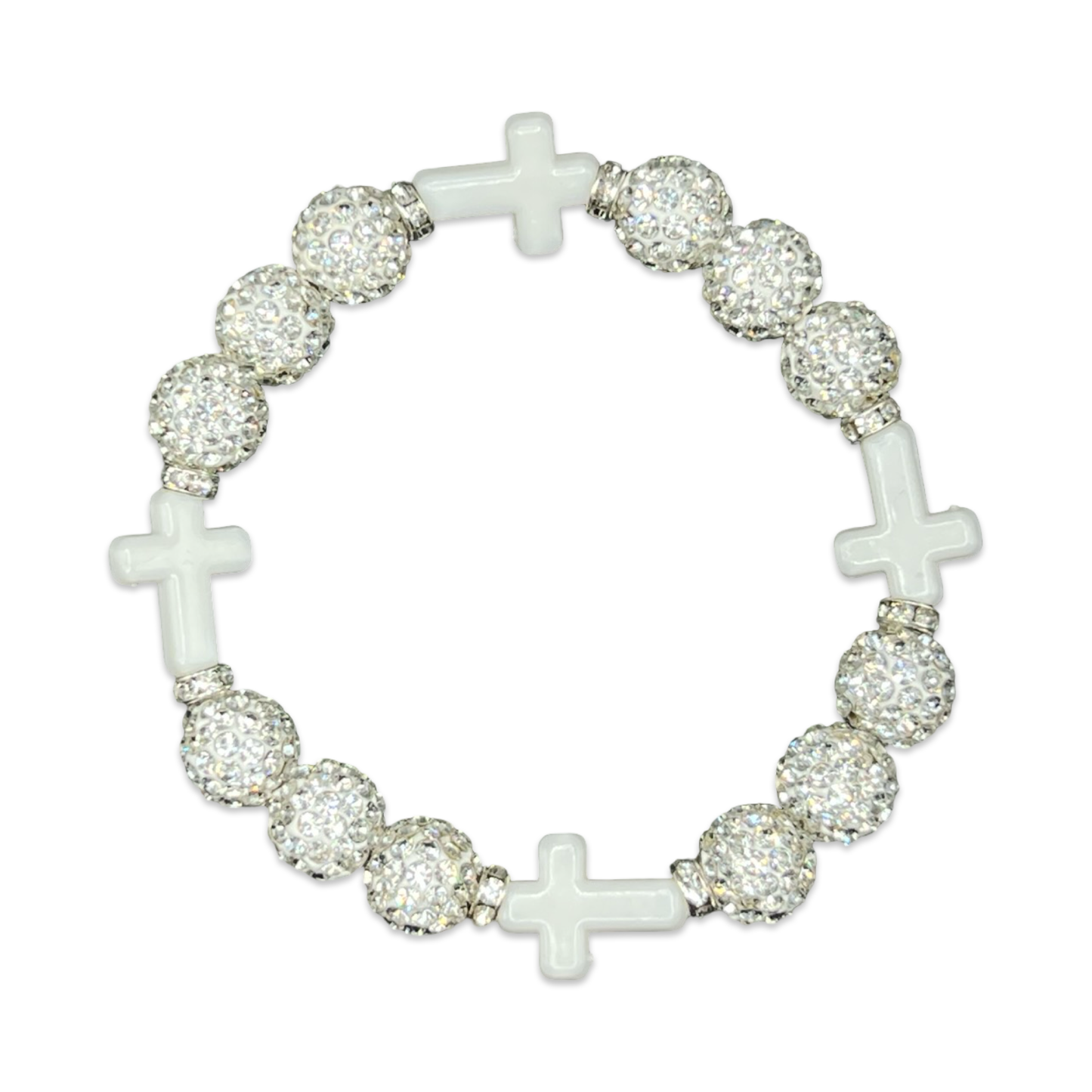 White & White Mini Cross Bracelet