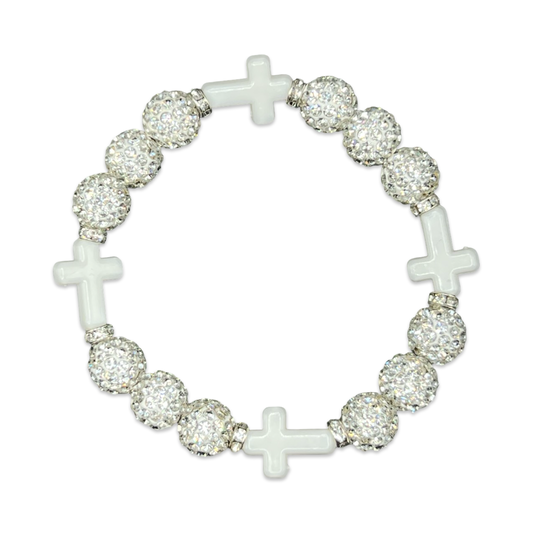 White & White Mini Cross Bracelet