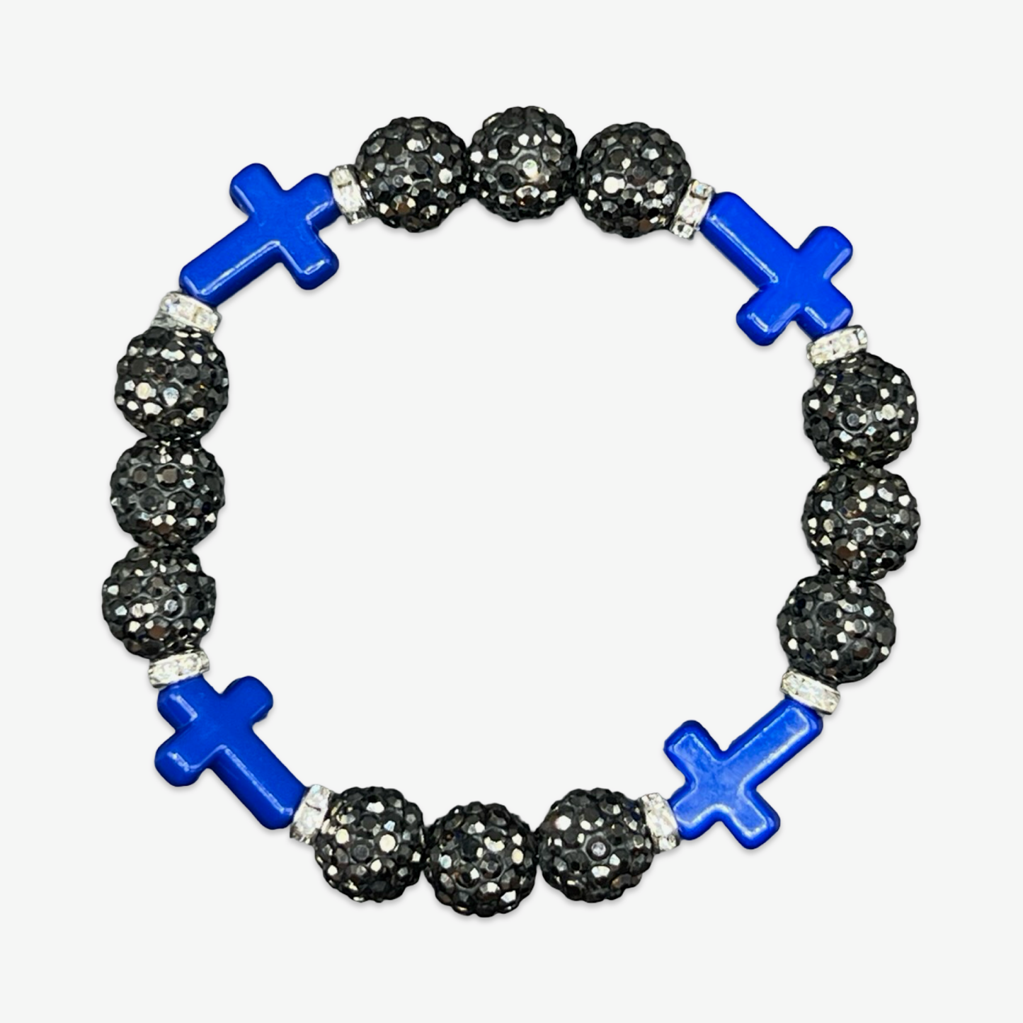 Grey & Royal Blue Mini Cross Bracelet