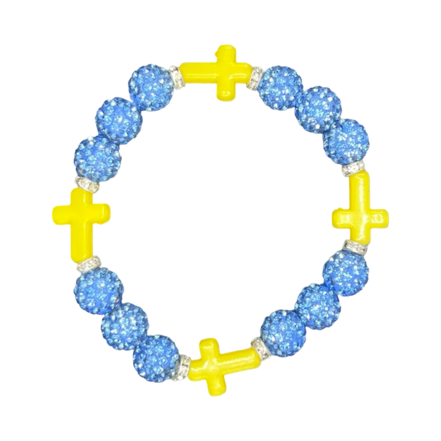 Baby Blue & Yellow Mini Cross Bracelet