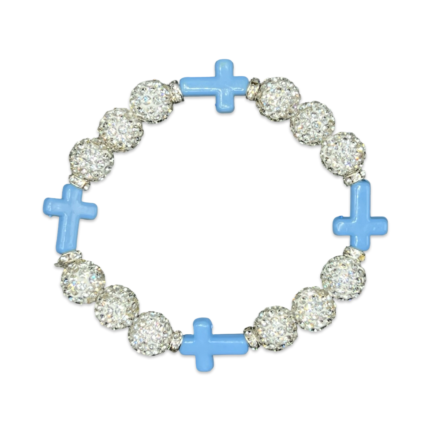 White & Baby Blue Mini Cross Bracelet