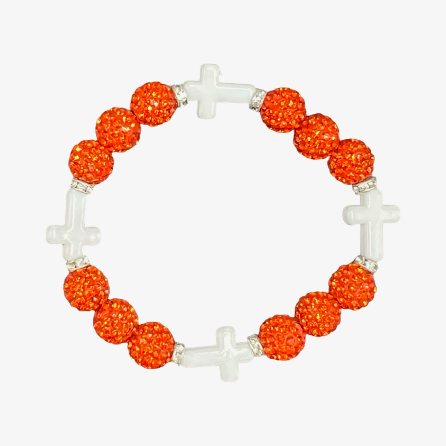 Orange & White Mini Cross Bracelet