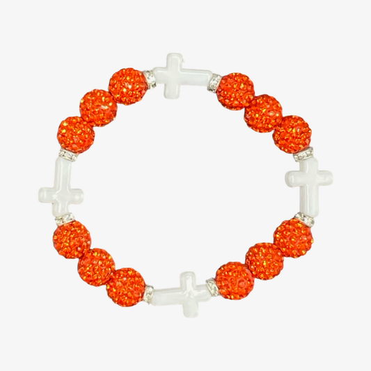 Orange & White Mini Cross Bracelet