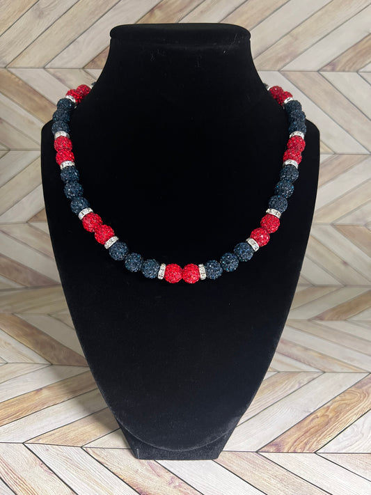 Navy & Red w/ White Spacers Necklace