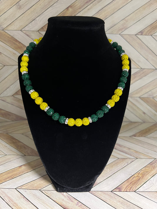Green, Yellow & White Spacers Necklace