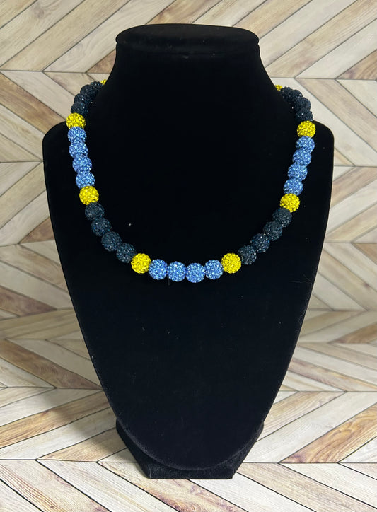 Navy, Baby Blue & Yellow Necklace
