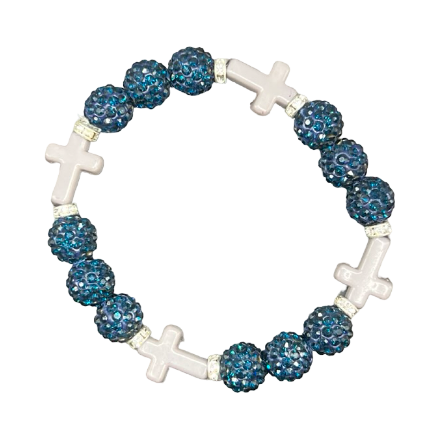 Navy Blue & Grey Mini Cross Bracelet