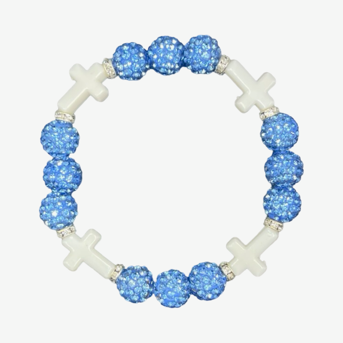 Baby Blue & White Mini Cross Bracelet