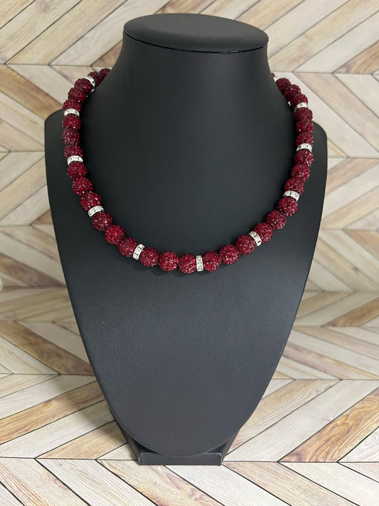 Maroon w/ White Spacer Necklace