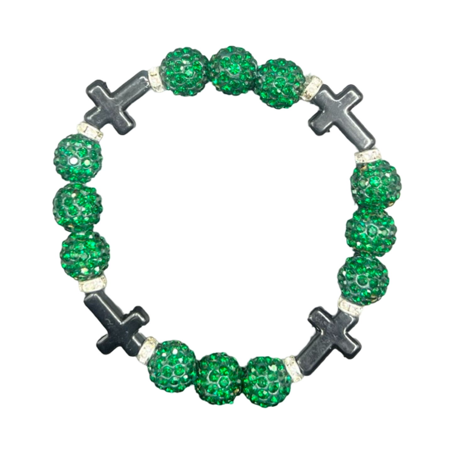 Green & Black Mini Cross Bracelet