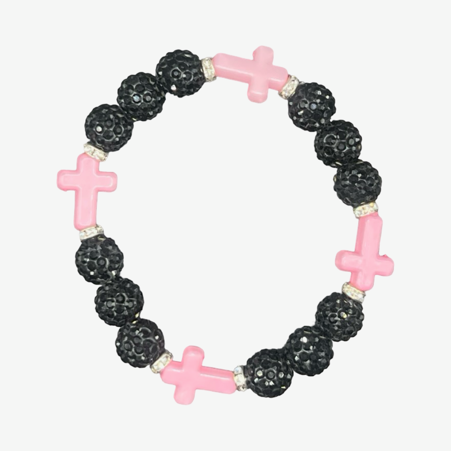 Black & Pink Mini Cross Bracelet