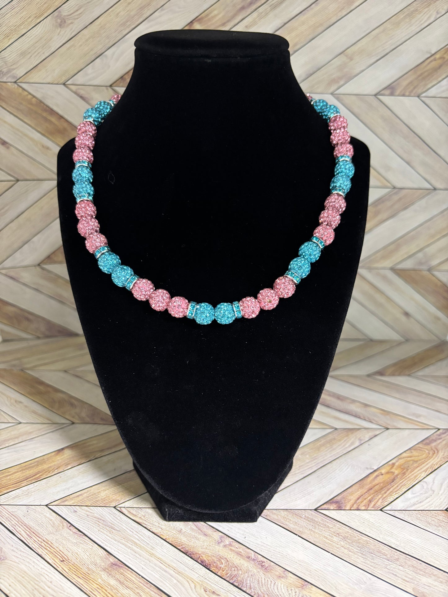 Pink & Aqua Cotton Candy Necklace