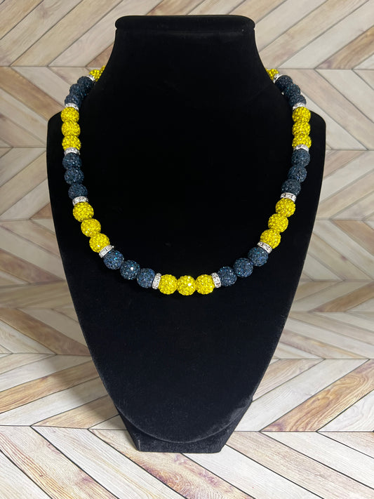 Navy & Yellow w/ White Spacers Necklace