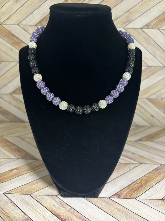 Purple, Black & White Necklace