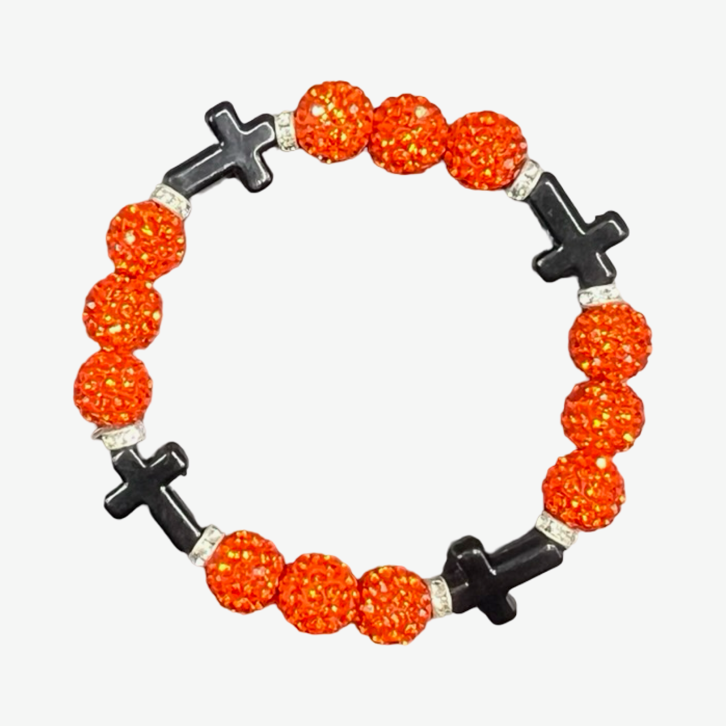 Orange & Black Mini Cross Bracelet