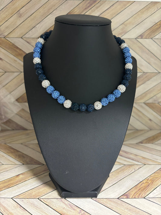 Navy, Baby Blue & White Necklace