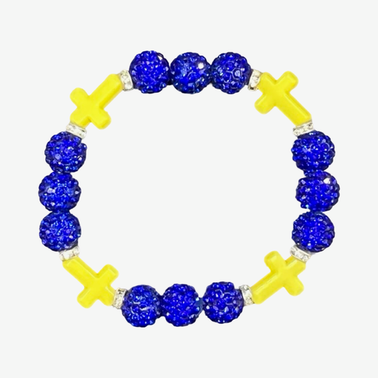 Royal Blue & Yellow Mini Cross Bracelet