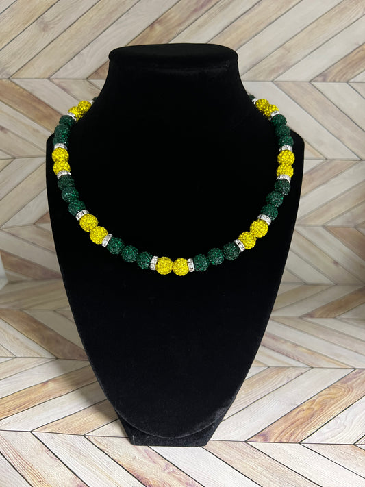 Green, Yellow & White Spacers Necklace