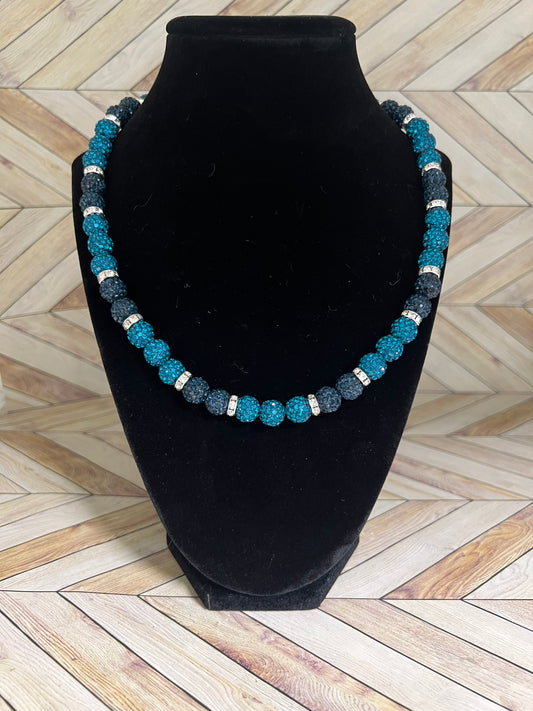Teal & Navy w/ White Spacers Necklace