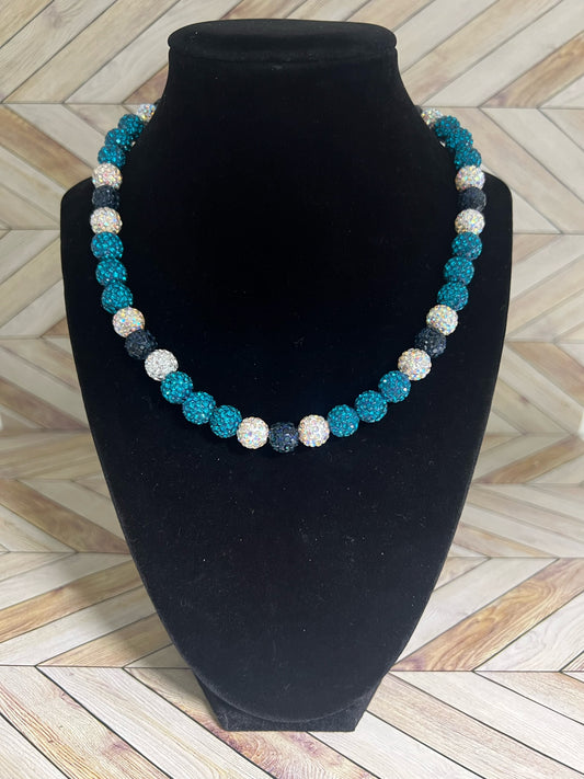 Teal, Navy & White Necklace