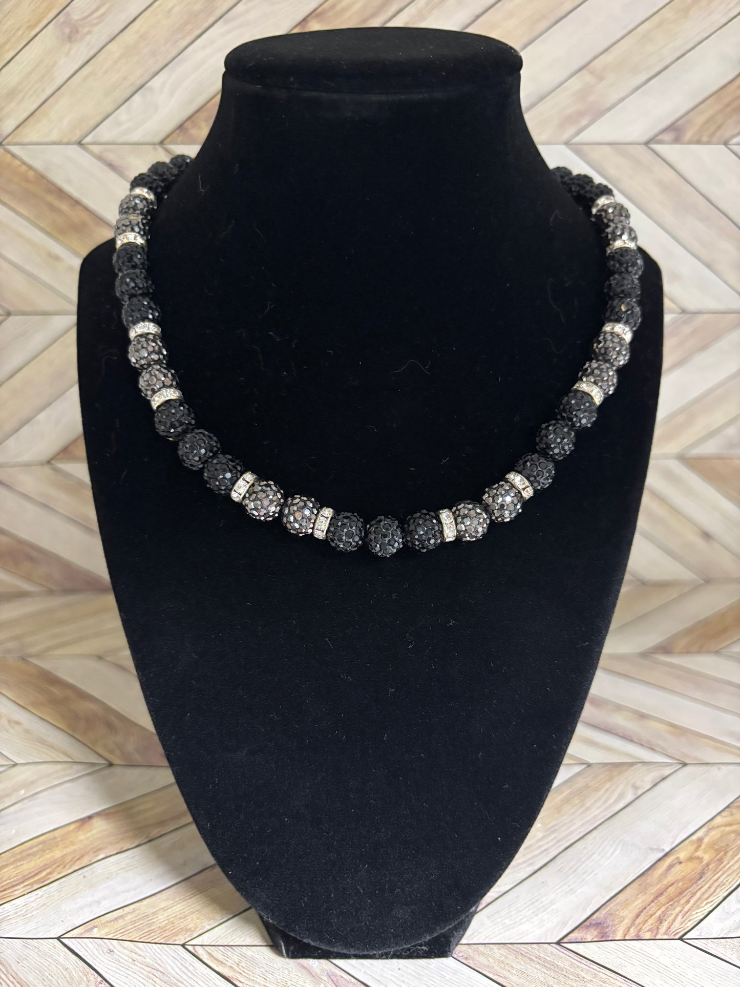 Black & Grey w/ White Spacers Necklace