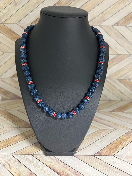 Navy w/ Red Spacers Necklace