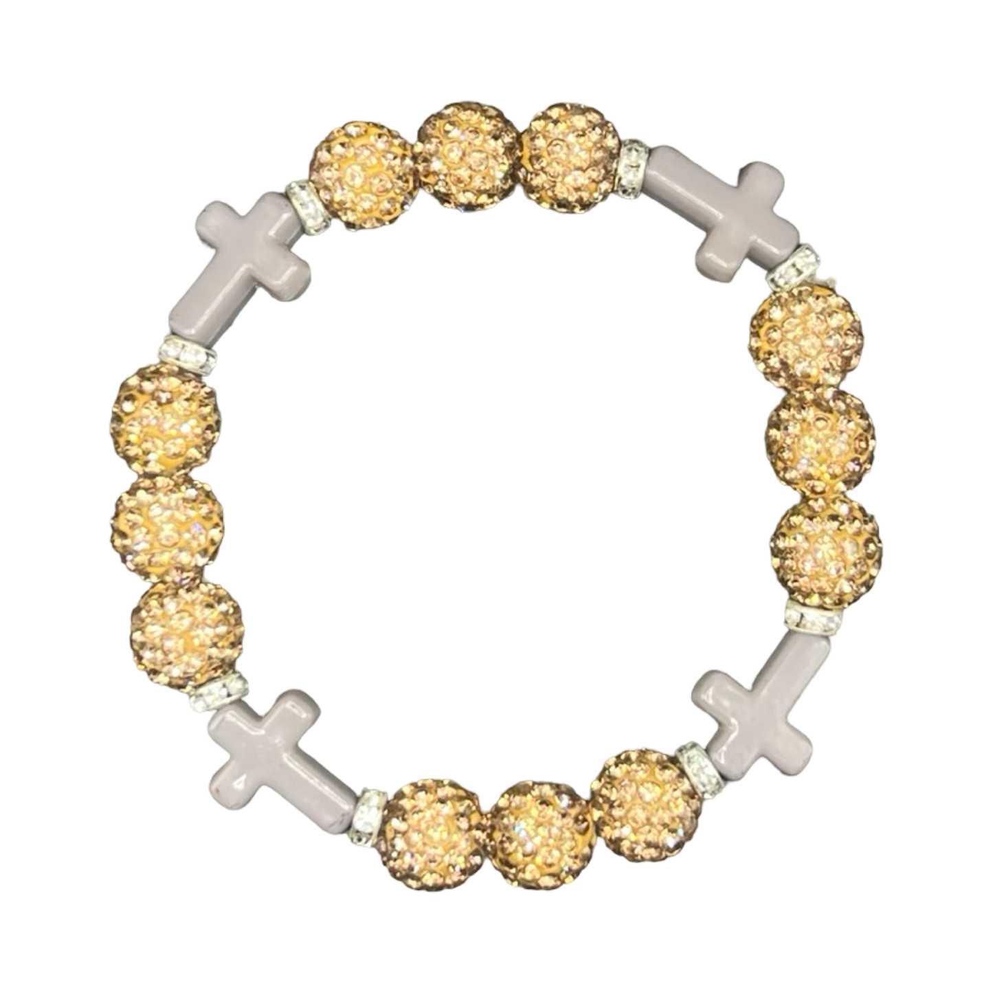Gold & Grey Mini Cross Bracelet