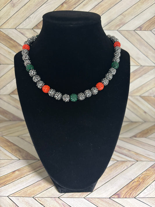 Green, Orange & Grey Necklace