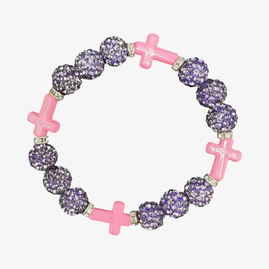 Purple & Pink Mini Cross Bracelet