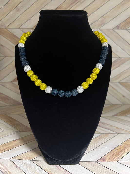 Navy, Yellow & White Necklace