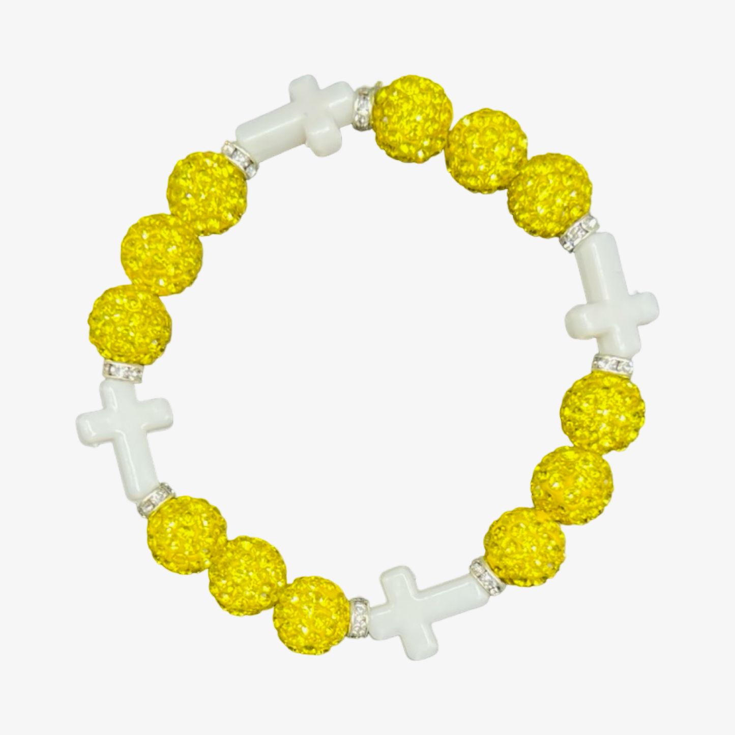 Yellow & White Mini Cross Bracelet