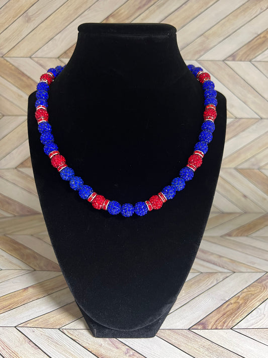 Royal Blue & Red w/ Red Spacers Necklace