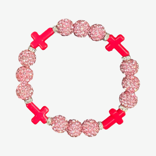 Pink & Hot Pink Mini Cross Bracelet