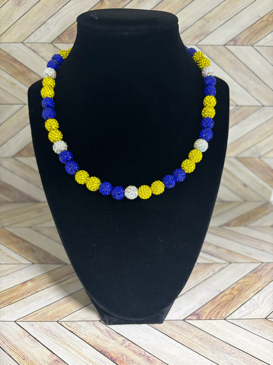 Royal Blue, Yellow & White Necklace