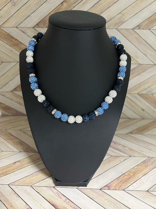 Navy, Baby Blue & White Necklace