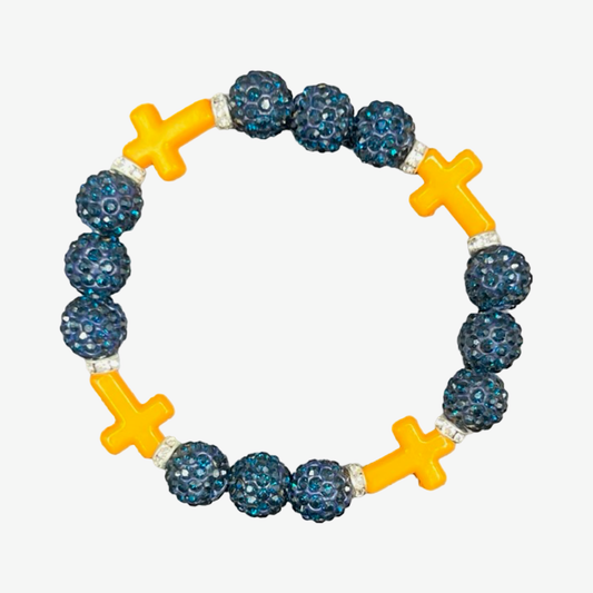 Navy & Orange Mini Cross Bracelet
