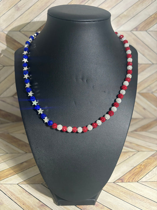 USA Flag Mini Beads Necklace