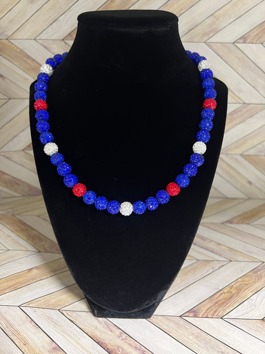 Royal Blue, White & Red Necklace