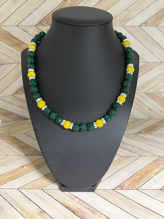 Green, Yellow & White Spacers Necklace